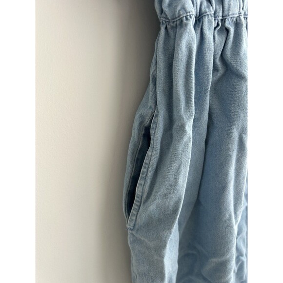 Vintage Fads Short Sleeve Button Down Denim Midi Dress Cottage Core Size PM - Picture 5 of 10